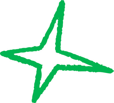 Star shape. Abstract hand drawn crayon irregular element. Cartoon outline burst. Paper cut spiky geometric figure.