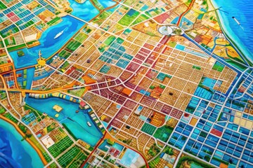 Obraz premium Detailed Map of Miami Florida Highlighting Key Areas, Streets, and Landmarks for Navigation Purposes