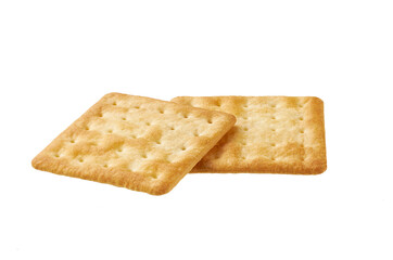 Two water crackers isolated. Water crackers  isolated on white background.