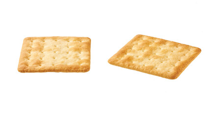 Water crackers isolated. Square water crackers isolated on white background.