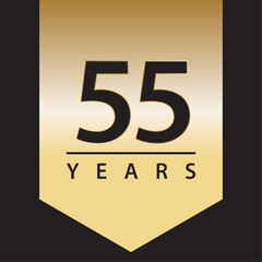 55 years tag golden gradient for celebration, events, anniversary