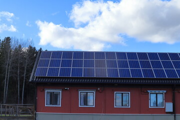 Fototapeta premium Solar panels on the roof. Skokloster, Sweden.