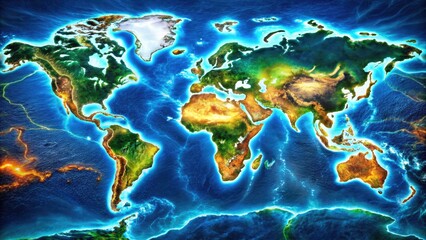 Fototapeta premium Detailed Map of the World's Oceans Featuring Major Currents, Islands, and Geographical Boundaries