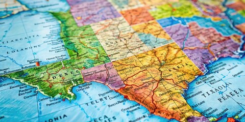 Naklejka premium Detailed Texas Political Map Showing Districts, Regions, and Key Features for Educational Purposes