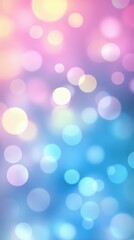 Fototapeta premium Colorful abstract background with bokeh effect, blending pink, blue, and yellow hues with soft light circles