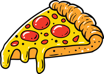 Pizza. Pepperoni pizza with slice. Delicious Italian pizza with mozzarella vector illustration.
