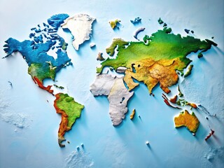 Detailed White Map of the World for Educational and Design Purposes, Isolated on a Clean Background