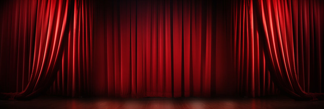 Bold Red Velvet Curtain with Spotlight Effect