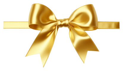 Fototapeta premium PNG Decorative gold bow with long ribbon white background celebration accessories.