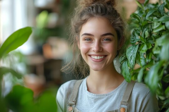Portrait of smiling young waitress holding digital tablet while taking orders at outdoor cafe terrace lit by warm sunlight, Generative AI