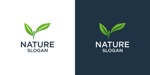 green leaf logo design vector and nature symbol