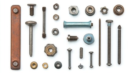 Fototapeta premium Collection of Metal Fasteners. AI generated illustration.