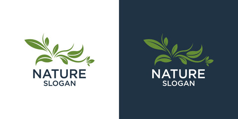 green leaf logo design vector and nature symbol
