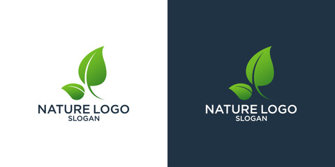 green leaf logo design vector and nature symbol