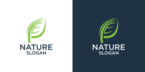 green leaf logo design vector and nature symbol