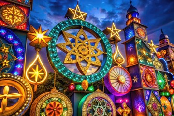 Obraz premium Diverse Religious Symbols Representing Harmony and Belief Across Cultures and Traditions Worldwide