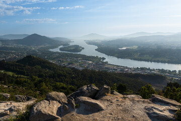 view of Vila Nova de Cerveira, Portugal. Miradouro do Cervo Viewpoint. Alto Minho, Viana do Castelo...