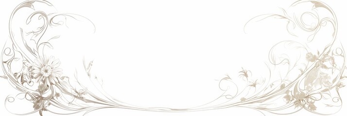 Elegant Line Art Frame for Invitation: Flowing Curves Forming Hearts at Each Corner on White Background

