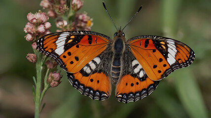 Fototapeta premium Closeup Of A Butterfly Serene Capturing Cemetery Mirroring Beauty Background