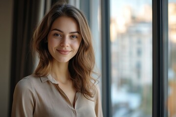 Waist up portrait of African-American businessman standing at balcony and using smartphone in luxurious hotel lobby, copy space, Generative AI