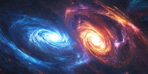 Obraz premium Exploring the Cosmic Dance of Galaxies: A Stunning Visual Journey Through Space