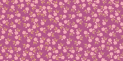 Seamless Light Pink Floral Pattern with Light Purple Background