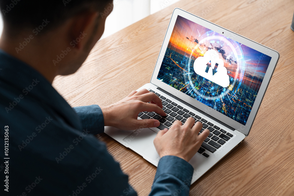 Poster cloud computing software for modish remote work and personal data storage