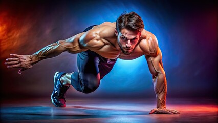 Dynamic Athletic Pose in a Studio Setting Showcasing Strength and Flexibility of the Human Body