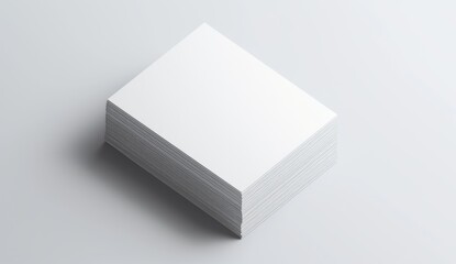 Fototapeta premium Stack of Blank Business Cards on Grey Background: High-Resolution Mockup Template with White Paper for Text or Photo, Ideal for Professional Presentations