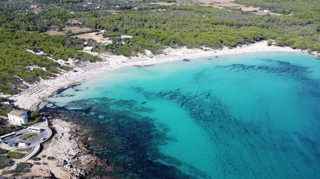 Breathtaking Drone Footage of Cala Agulla Beach in Mallorca, Balearic Islands, Spain