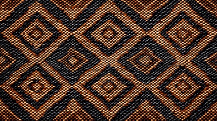 Abstract geometric pattern with diamond shapes in brown, black and orange.