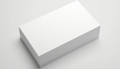 Stack of Blank Business Cards on Grey Background: High-Resolution Mockup Template with White Paper for Text or Photo, Ideal for Professional Presentations

