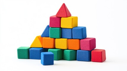 Obraz premium A colorful arrangement of geometric blocks forming a pyramid shape.