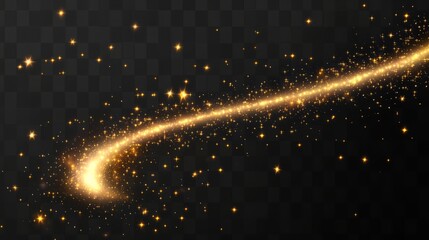 Obraz premium Bright golden comet tail with sparkling, A magic golden wind swirling