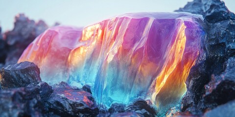 Fototapeta premium Vibrant Crystal Formation Captured in Nature's Splendor