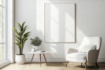 Fototapeta premium Contemporary Living Room Interior Design with Minimalist Style and Bright Colors