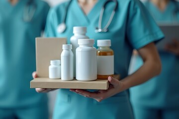 Healthcare worker in medical supply room

