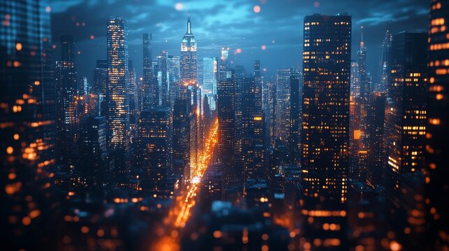 New York city buildings, cybersecurity hud hologram and lock circuit, privacy, Generative AI