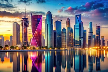Fototapeta premium Economic Indicators of Qatar: Analyzing Key Metrics for Growth and Development in the Region