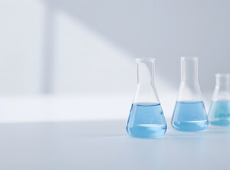 Laboratory Glassware with Blue Liquid | Scientific Experimentation and Chemical Research in a Modern Lab Setting