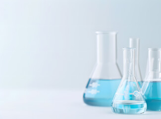 Laboratory Glassware with Blue Liquid | Scientific Experimentation and Chemical Research in a Modern Lab Setting
