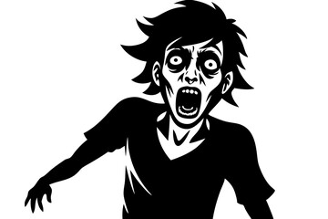 funny scared zombie teenager, vector illustration