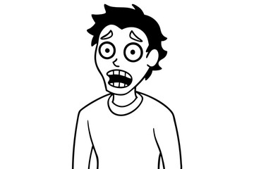 funny scared zombie teenager, vector illustration