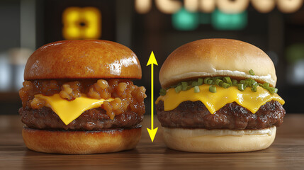 Two Distinct Burgers Side by Side Comparison