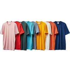 set of colorful t shirts ,isolated on white background , transparent png image