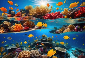 vibrant underwater coral reef textures patterns showcasing rich colors intricate designs stunning marine environment, ocean, fish, biodiversity, tropical, flora