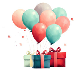 PNG Balloon anniversary celebration decoration.