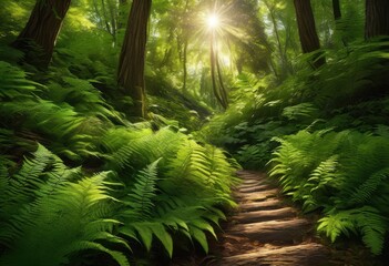 Fototapeta premium captivating close shots vibrant trails through lush greenery showcasing detailed textures vivid colors nature, blooming, botanical, countryside, daylight