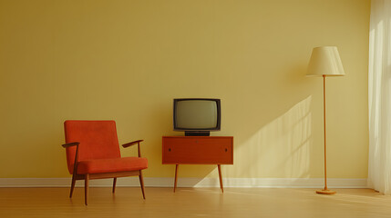 Projection of Small TV Product in an American Furniture Store | Vintage Electronics Display in Classic Home Setting