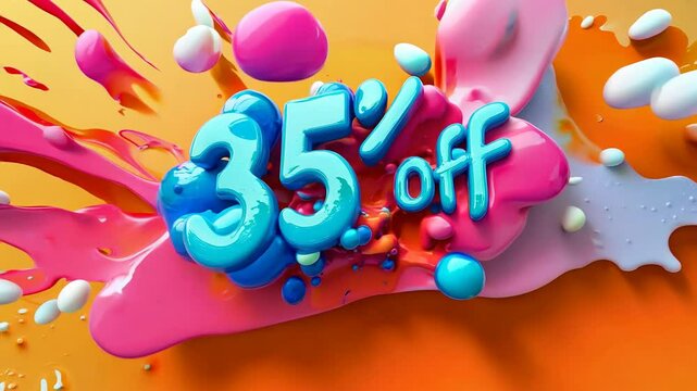 Colorful Liquid Paint Splash with 35% Off Discount Animation